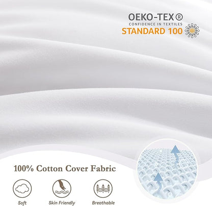 puredown® Feather Pillows with 100% Cotton Cover, Set of 2 Bed Pillows for Sleeping, King Size(20 x 36)