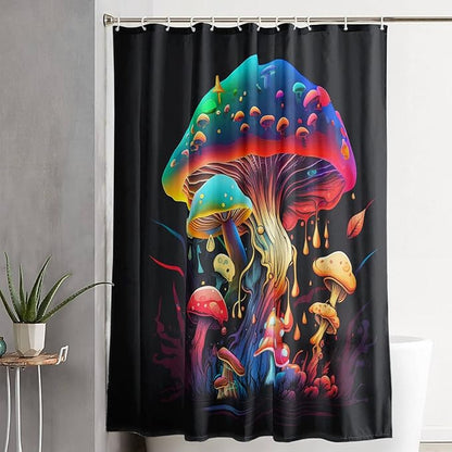 AILONEN Magic Mushroom Shower Curtain,Colorful Mushroom Shower Curtain Set for Bathroom,Natural Fungus Waterproof Fabric Bath Curtain for Kids Girl,Boho Style Bathroom Curtain with Hooks, 60" W*72" H