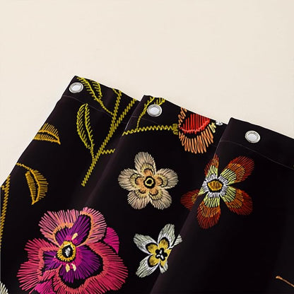 AILONEN Retro Hummingbird Shower Curtain,Wild Floral Flower Bathroom Decor with 12 Plastic Hooks,Bird Butterfly Vintage Black Curtains,Modern Bedroom Decor Gifts for Girls Teen Adult 72" W*96" H