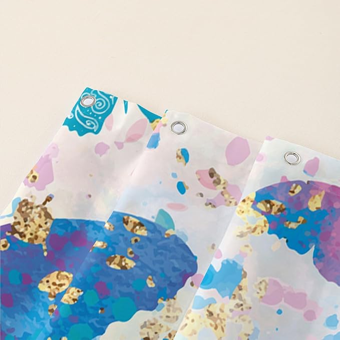 AILONEN Butterfly Shower Curtain for Bathroom, Blue Pink Tie Dye Butterfly Bath Curtain,Women Girls Bathroom Curtain,72" W*96" H Polyester Waterproof with 12 Plastic Hooks