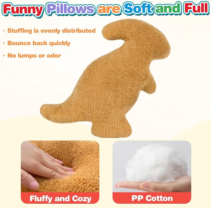 Dino Nugget Pillow, Dinosaur Chicken Nuggets Plush, Dinosaur Stuffed Animals Funny Gifts for Teen Boys Girls, Fun Pillow is Cute Dinosaur Gift for Kids (Small, Parasaurolophus)