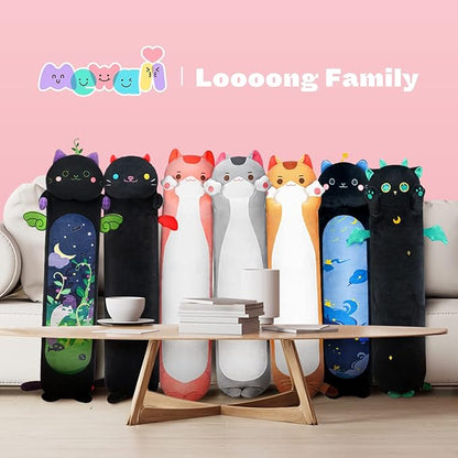 Long Cat Plush Kids Body Pillow, 28 Inch Cute Pink Cat Stuffed Animals Soft Plushies, Kitten Kawaii Plush Throw Pillow Doll Toy Gift for Girlfriend