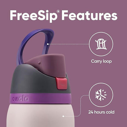 Owala FreeSip Insulated Stainless Steel Water Bottle with Straw for Sports and Travel, BPA-Free & Silicone Water Bottle Boot, Anti-Slip Protective Sleeve for Water Bottle