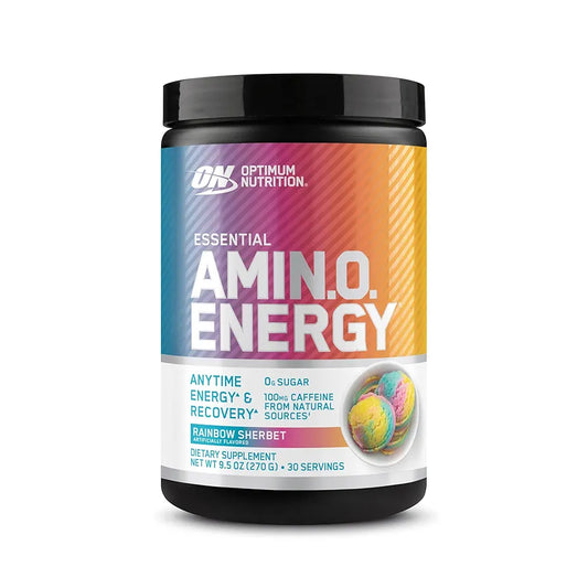 Optimum Nutrition New Flavor Amino Energy - Pre Workout with Green Tea, BCAA, Amino Acids, Keto Friendly, Green Coffee Extract, Energy Powder - Rainbow Sherbet, 30 Servings 