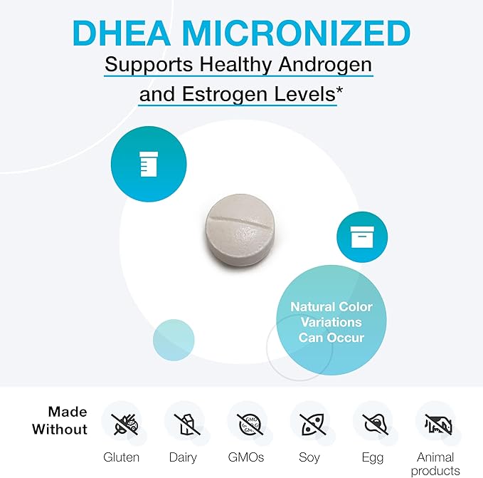 XYMOGEN DHEA 25 mg - Micronized DHEA to Support Healthy Androgen and Estrogen Levels + Adrenal Support - Dehydroepiandrosterone DHEA Supplement for Women + Men (60 Tablets)