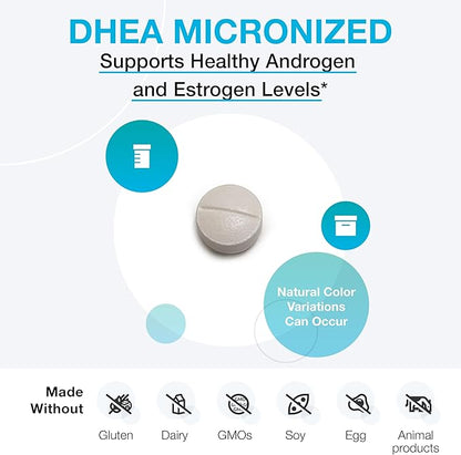XYMOGEN DHEA 25 mg - Micronized DHEA to Support Healthy Androgen and Estrogen Levels + Adrenal Support - Dehydroepiandrosterone DHEA Supplement for Women + Men (60 Tablets)