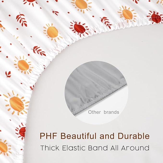 PHF Soft Bassinet Sheet Set, 2 Pack Silky Comfy Breathable Cradle Sheets for Baby Boys Girls, Univeral Fit for Most Oval Rectangle Cradle and Bassinet Mattress/Pad, Rainbow