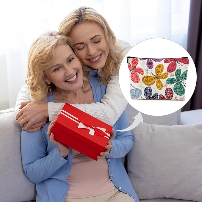 Colorful Butterfly Makeup Bag Cosmetic Bag Butterfly Gifts for Women Girls Friend Sister Daughter Butterflies Lovers Gifts Travel Organizer Zipper Pouch Graduation Birthday Friendship Gifts