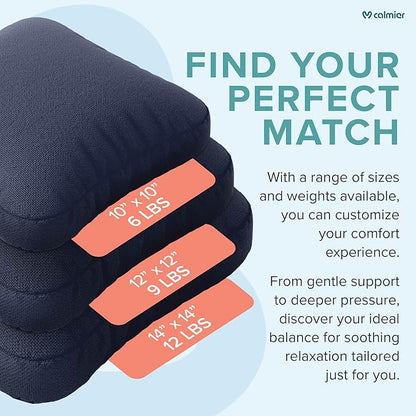 Calmier - 6 lb Sensory Weighted Pillow - Glass Bead Filled Hug Pillow - Ultra Plush Cozy Weighted Pillows for Adults and Kids - Child Sensory Pillow - Weighted Lap Pad (Blue - Fleece, 6 LBS)
