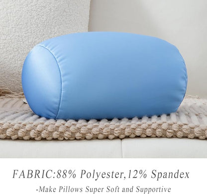 Microbead Body Pillow, Tube Microbead Bolster Bean Smooth Cool Pillow Neck Cervical Roll Pillow for Sleeping 7 x 12Inch Throw Travel Pillow(Maya Blue)