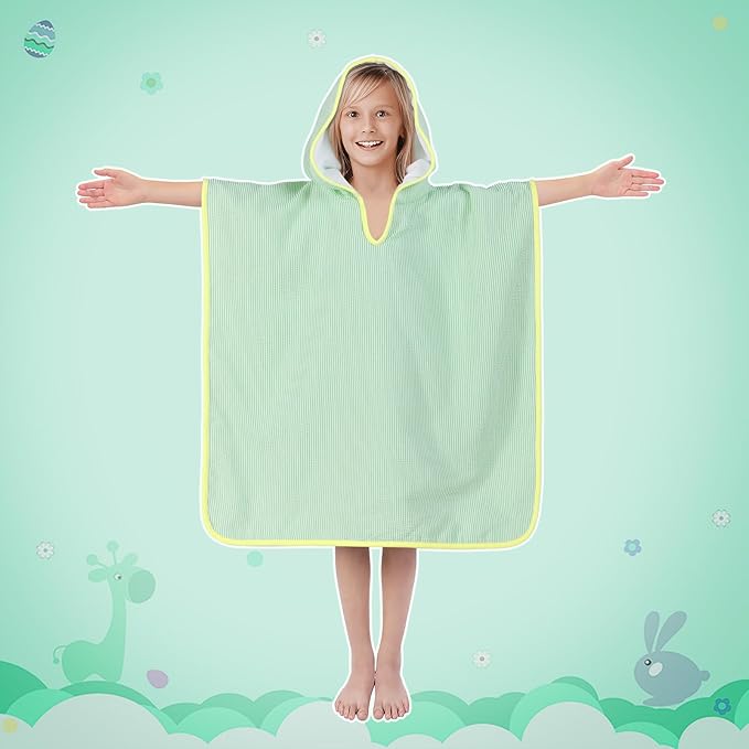 Hooded Towels for Kids,Toddler Bath Towel Swim Cover Up for Ages 3-10 Girls Boys Pool Towels Soft Thick 30"x30" Microfiber Poncho Towel（Green）