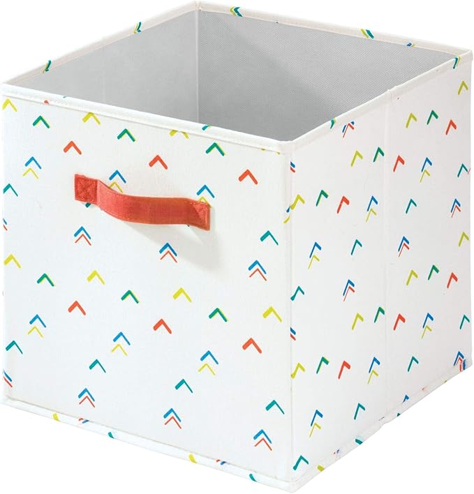 iDesign Arrow Fabric Storage Cube Bin, Medium Basket Container with Dual Side Handles for Closet, Bedroom, Toys, Nursery - Multicolored
