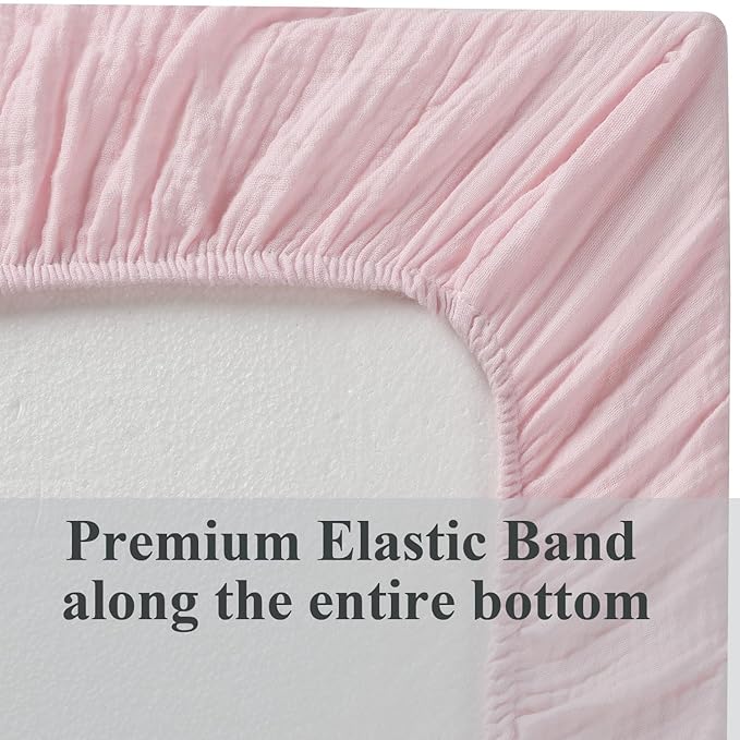Muslin Bassinet Sheet Compatible with ANGELBLISS Baby Bassinet, Koolerthings (3 in 1) Baby Bassinet, Pamo Babe 2in1 and Ihoming Bedside Bassinet, 2 Pack Cotton Fitted Grey & Pink