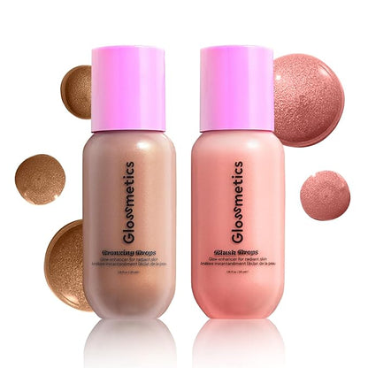 Glossmetics Sun-Kissed Glow Duo — Brightening Moisturizing Bronzing Drops & Liquid Blush for Cheeks, Makeup and Skincare for Radiant Sun-Kissed Skin — Liquid Bronzer & Blush, Pack of 2