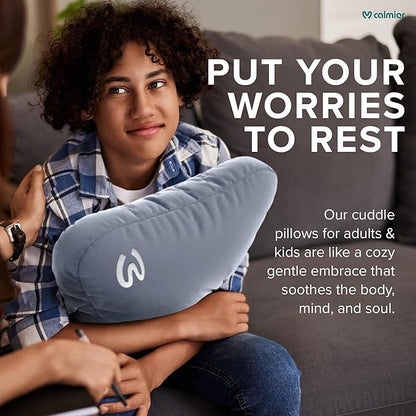 Calmier - 6 lb Sensory Weighted Pillow - Glass Bead Filled Hug Pillow - Ultra Plush Cozy Weighted Pillows for Adults and Kids - Child Sensory Pillow - Weighted Lap Pad (Light Grey - Minky, 6 LBS)