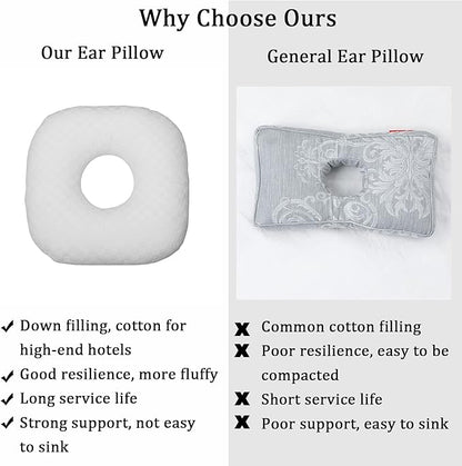 Ear Piercing Pillow for Side Sleepers, Pillow with an Ear Hole for CNH and Ear Pain Ear Inflammation Pressure Sores, O-Shaped Side Sleeping Pillow, Ear Guard Pillow