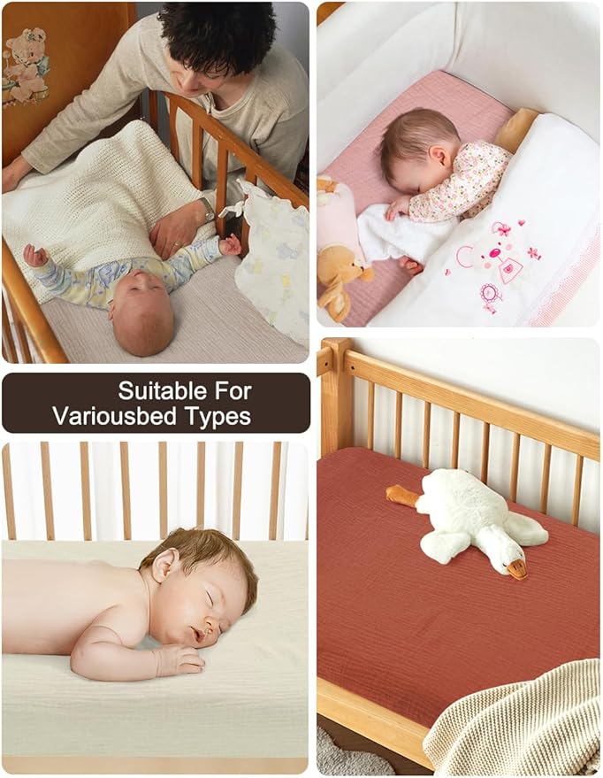 White Bassinet Mattress Cover, Muslin Bassinet Sheets 32"x16" for Rectangle, Oval, Hourglass Bassinet Mattress, Moses Basket Sheets (46B-12)
