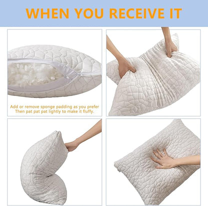 Shredded Memory Foam Pillows, King Size Set of 2,Adjustable Bed Pillows for Side Back Stomach Sleepers,Comfy Cooling Pillows for Sleeping with Washable Cover…