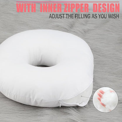 Satin Ear Piercing Pillow Removable Cover Luxury Cnh Pillow with Ear Holes for Ear Pain Side Sleepers Washable Large Donut Pillows Head Neck Support Turquoise