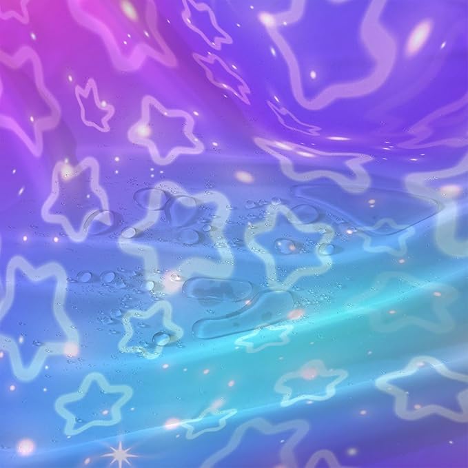 AILONEN Stars Shower Curtain, Dream Blue-Violet Gradient Theme Fabric Shower Curtains for Bathroom,Shining Stars Shower Curtain Liner for Girls Teen,72" W*96" H
