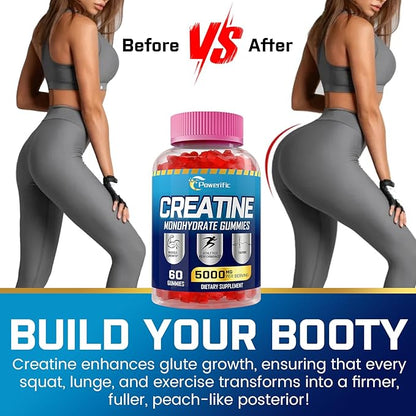 Creatine Monohydrate Gummies for Men & Women, Create Creatine Pre-Workout Gummies, Taurine&B6, Increase Strength, Energy & Endurance Chewable Supplements, 5g Per Serving, Organic (2 Packs)