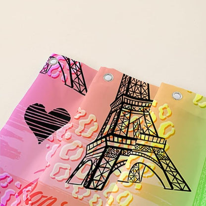 AILONEN Rainbow Shower Curtain for Bathroom, Rainbow Gradient Eiffel Tower Printed Bath Curtain,Women Girls Kids Minimalist Waterproof Fabric Shower Curtain Set with Hooks 72" W*84" H