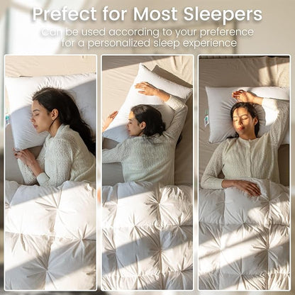 Alanzimo Goose Feather Down Pillows Queen Size Set of 2, Luxury Soft Feather Down Pillow for Sleeping, 600TC 100% Cotton Cover Hotel Collection Bed Pillows for Back, Stomach or Side Sleepers 20x28