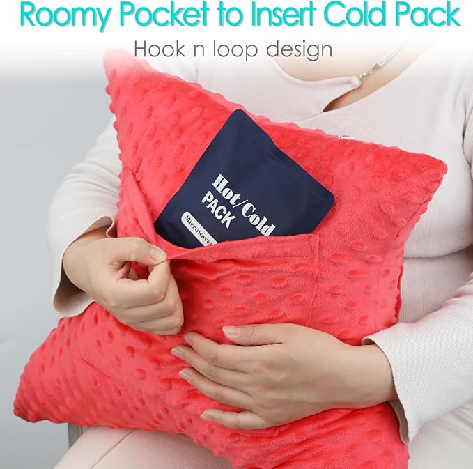 Heart Surgery Pillow Cough Recovery Pillows with 2 Pockets for Open Heart Surgery Bypass Mastectomy Breast Cancer Lumpectomy Chemo Port Pacemaker Broken Ribs Must Have Gifts Minky Dot Red