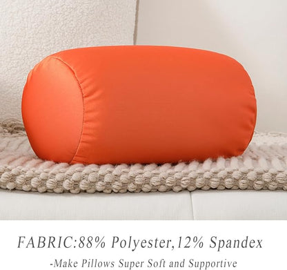 Microbead Body Pillow, Tube Microbead Bolster Bean Smooth Cool Pillow Neck Cervical Roll Pillow for Sleeping 7 x 12Inch Throw Travel Pillow (Tangerine Color)