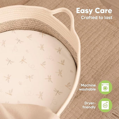 2-Pack Baby Bassinet Sheets Girl, Boy - Viscose Derived from Bamboo Fitted Bassinet Sheets Compatible with Halo Bassinest Swivel Sleeper, Baby Delight, Graco Bedside Bassinet Mattress Sheet (Meadow)