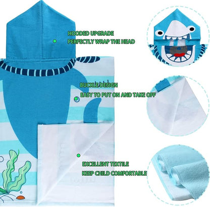 NovForth Kids Beach Towel for Boys Girls, Hooded Bath Towel Wrap, Toddler Pool Towel with Hood