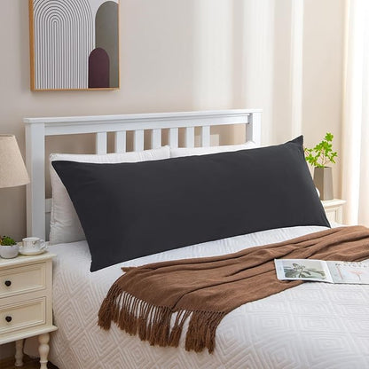 Black Body Pillow for Adults Shredded Memory Foam Long Pillow for Sleeping Firm Hug Pillows Removable Cover for Side and Back Sleepers Full Pillow with Black Pillowcase