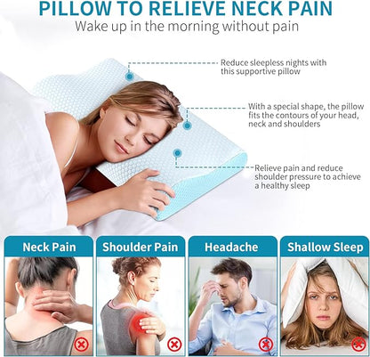 Memory Foam Pillows Neck Pillow Bed Pillow for Sleeping Ergonomic Cervical Pillow Orthopedic Contour Pillow for Side Back Stomach Sleeper