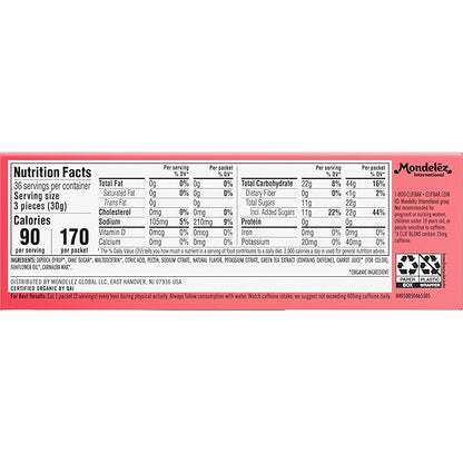 Clif Bloks Sours - Strawberry Lemonade Flavor with Caffeine - Energy Chews - Non-GMO - Plant Based - Fast Fuel for Cycling and Running - Quick Carbohydrates and Electrolytes - 2.12 oz. (18 Count)
