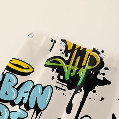 AILONEN Hip-Hop Skull Shower Curtains,Graffiti Music Bath Curtains,Printed Rock Curtains,Polyester Waterproof with 12 Hooks for Bathroom 48" W*72" H