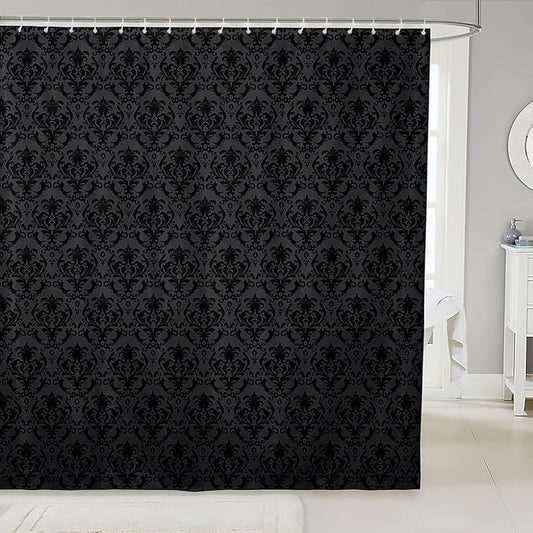Feelyou Damask Shower Curtain 72"x84" Kids Vintage Floral Bathroom Shower Curtain Set for Boys Girls Teens Antique Victorian Baroque Bath Curtain Baroque Style Bathroom Accessories