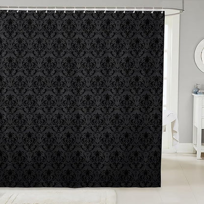 Feelyou Damask Shower Curtain 72"x78" Kids Vintage Floral Bathroom Shower Curtain Set for Boys Girls Teens Antique Victorian Baroque Bath Curtain Baroque Style Bathroom Accessories