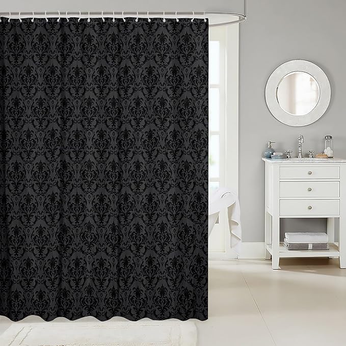 Feelyou Damask Shower Curtain 72"x78" Kids Vintage Floral Bathroom Shower Curtain Set for Boys Girls Teens Antique Victorian Baroque Bath Curtain Baroque Style Bathroom Accessories