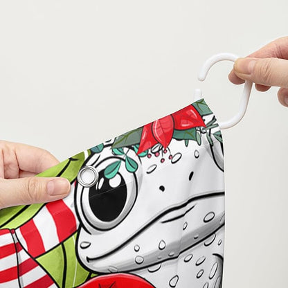 AILONEN Cute Cartoon Frog Shower Curtain,Funny Frog White Green Animal Frog Bath Curtain for Kids Boys Girls,Waterproof Curtain for Bathroom with 12 Plastic Hooks, 60" W x 72" H