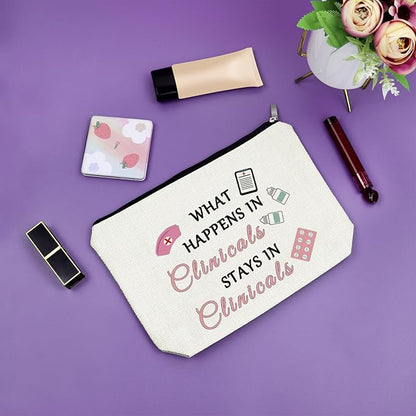 Clinical Gifts Makeup Bag Funny Clinical Nurse Instructor Appreciation Gifts from Student Clinical Research Coordinator Gifts Clinical Nurse Leader Gifts Future Clinical Psychologist Cosmetic Bag