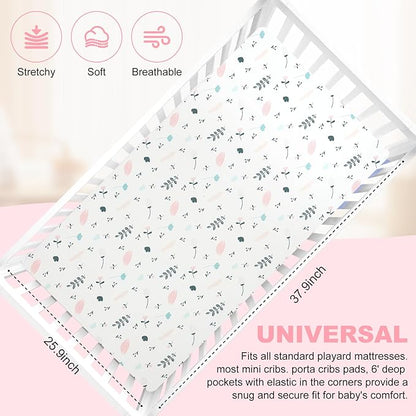 Pack n Play Fitted Sheet. 2 Piece Mini Crib Sheet. Elastic Playard Sheet. Portable Sheet Set. Elastic Convertible Playard Set. Compatible with Graco Pack n Play. (Leaves & Deer)