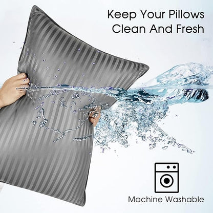Basic Beyond Standard Size Pillows for Sleeping - Soft Down Alternative Pillows Luxury Hotel Collection Bed Pillows Set of 2, Grey, 20x26 Inches