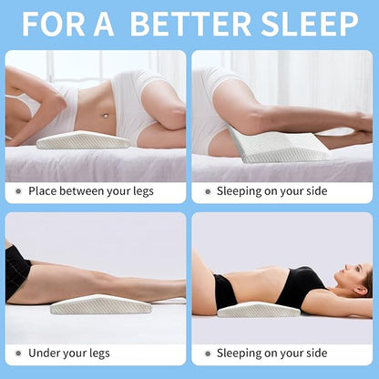 Lumbar Support Memory Foam Pillow - Suitable for Side, Back, and Stomach Sleepers, Helping to Alleviate Lower Back Pain - Triangular Wedge Long Pillow White