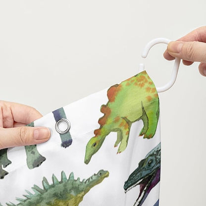 AILONEN Dinosaur Shower Curtain 60" W*72" H for Bathroom,Cartoon Dinosaur Bathroom Shower,Tropical Jungle Dinosaur Kids Boys Bath Curtain Polyester Waterproof Bathroom Curtain with 12 Hooks