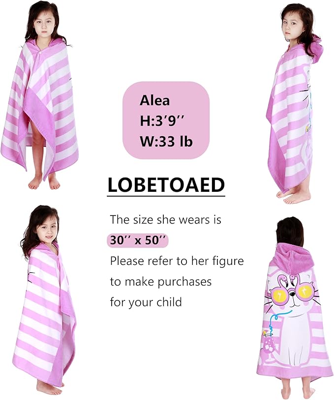 Kids Hooded Beach Bath Towel, Baby Surf Poncho Toddlers Soft Real Cotton Wrap Hooded Towels for Kids Boy Girl