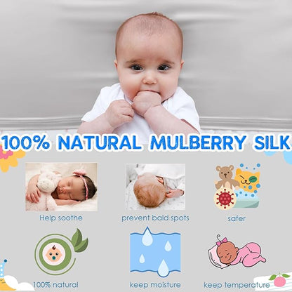Baby Silk Bassinet Sleeve, 23 Momme Pure Silk Cot Semi Sheet, Adjustable for All Standard Bassinet/Cradle/Cot/Crib Mattress (Light Grey)