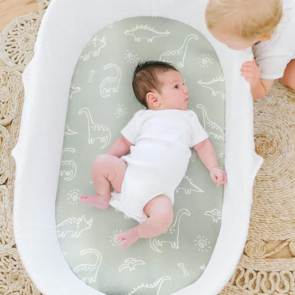 Stretch Ultra Soft Fitted Bassinet Sheet Set 2 Pack, Universal Fit for Bassinets Baby Cradle Moses Basket Oval Rectangle Mattress Safe and Snug, Dinosaur