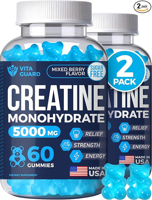 5000mg Creatine Monohydrate Gummies Formula for Men and Women Ultimate Muscle Builder, Energy Booster & Pre-Workout Supplement (2 Pack)