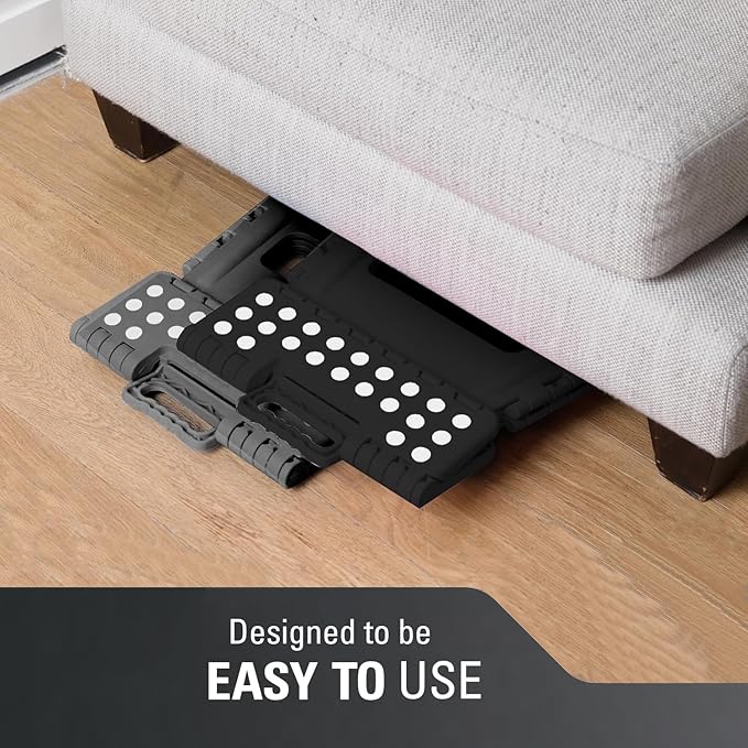 Folding 11inch Lightweight Step Stool - Compact & Portable - Sturdy Non-Slip Design for Kitchen, Bathroom - Durable & Space-Saving - Weight Capacity up to 300lbs - Black - Ideal for Adults and Kids