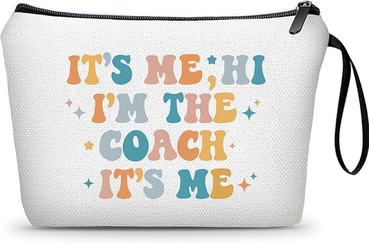 Coach Appreciation Thank You Gifts for Soccer Volleyball Basketbal Cheer Gymnastics Football Coach Funny Makeup Bag Women Its Me Hi Christmas